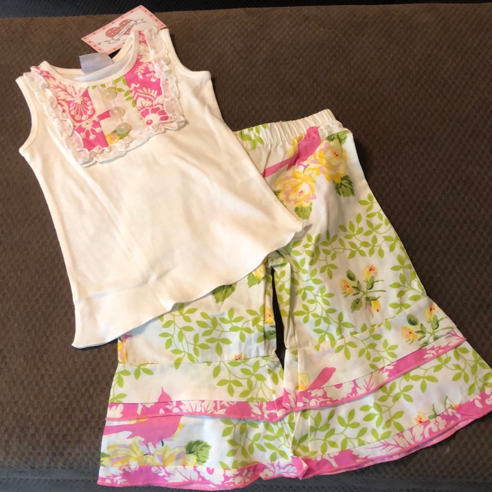 Pink and green pants set